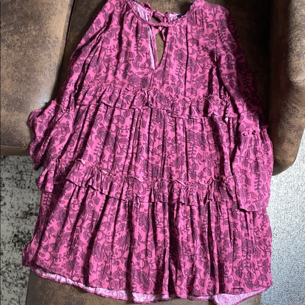 American Eagle maroon peasant dress size S.